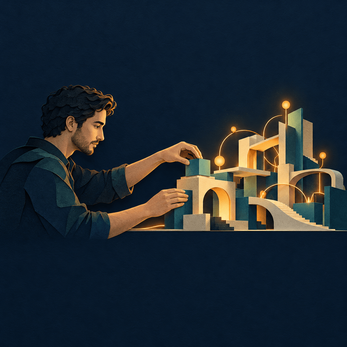 A software engineer shaping software structures with AI assistance